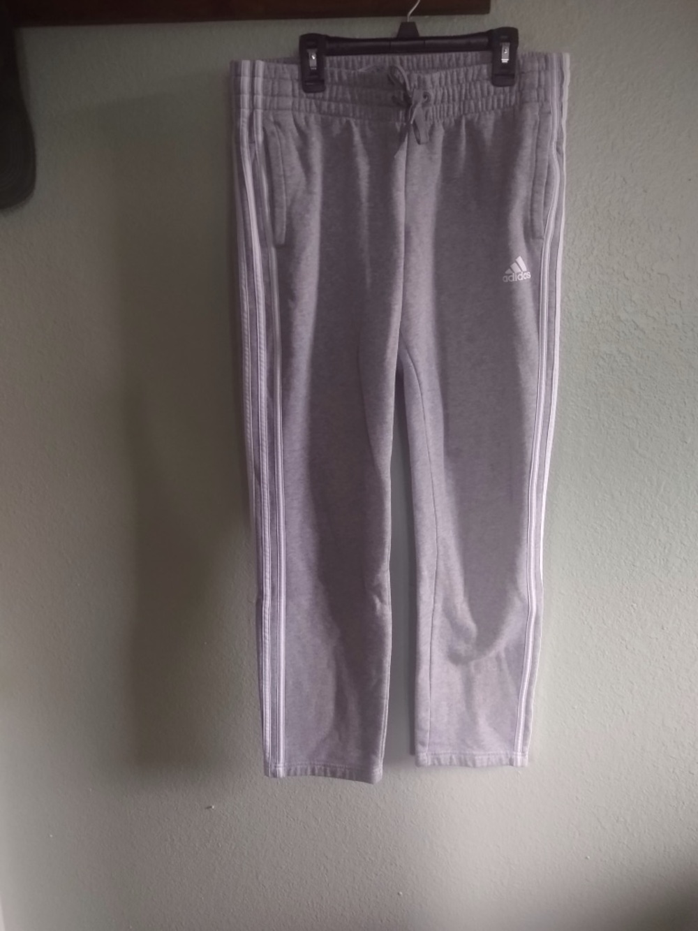 adidas Light Gray Sweatpants with White 3-Stripes - Picture 1 of 4